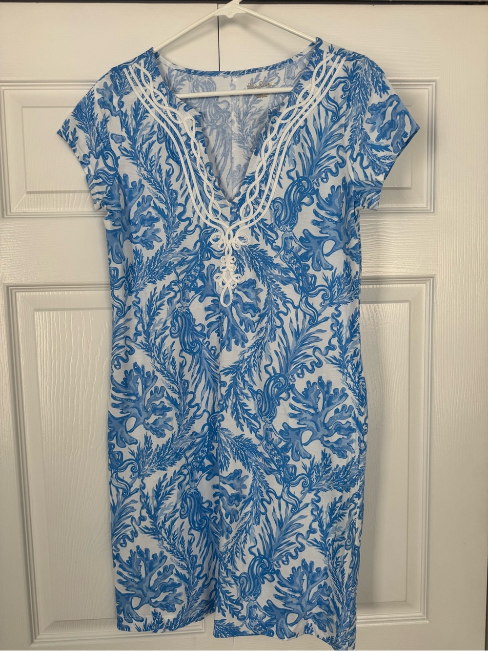 Lilly Pulitzer Blue & White Coral-Print Swim Coverup Dress